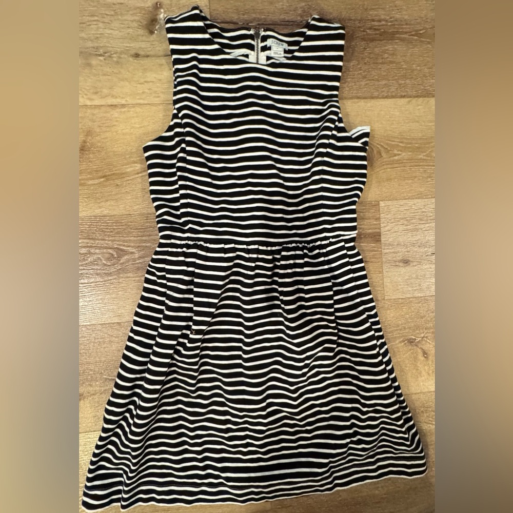 J. Crew Black and White Striped Sleeveless Dress NWOT